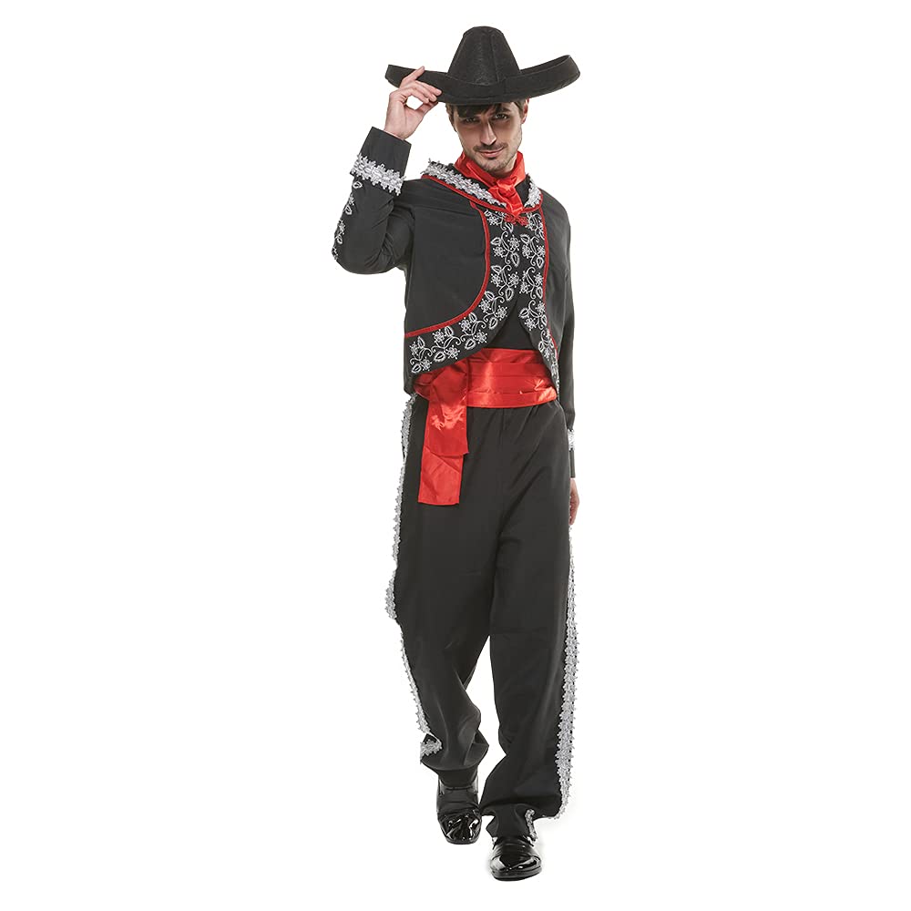 EraSpooky Men's Mariachi Costume Day of The Dead Costumes for Men Dia de los Muertos Size XL