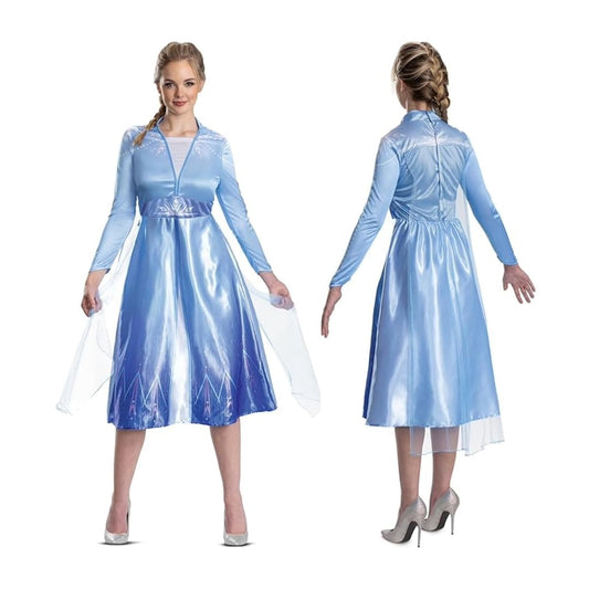 Disguise Disney Frozen Elsa Fancy Dress for Adults, Officially Licensed, Stunning Frozen Inspired Design with Mesh Cape, Deluxe Womens Dress Up, For UK 8-10