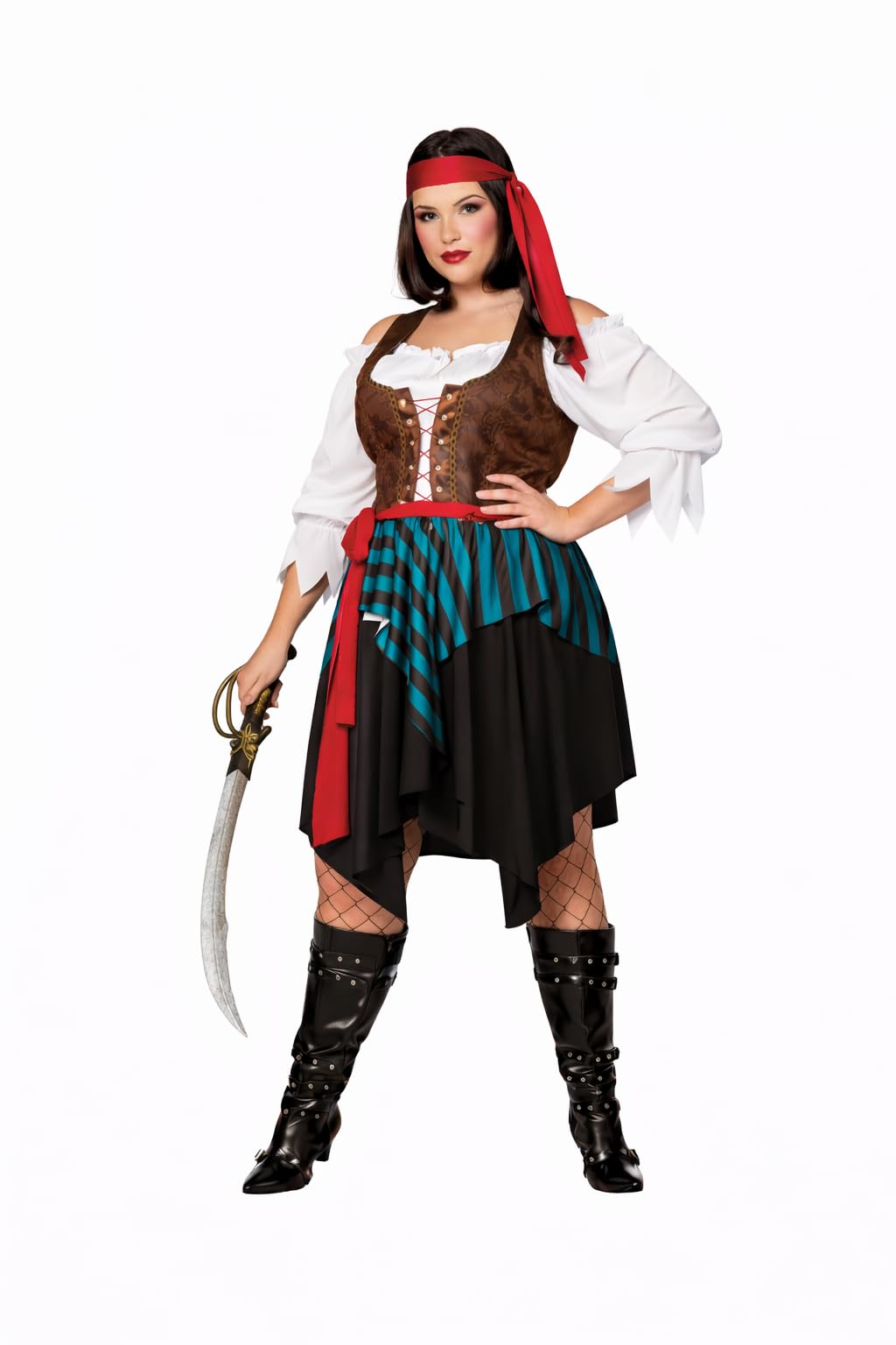 Wicked Costumes Adult Womens Caribbean Pirate Fancy Dress Costume – Swashbuckler Buccaneer Halloween Outfit – Medium (UK 14-16)