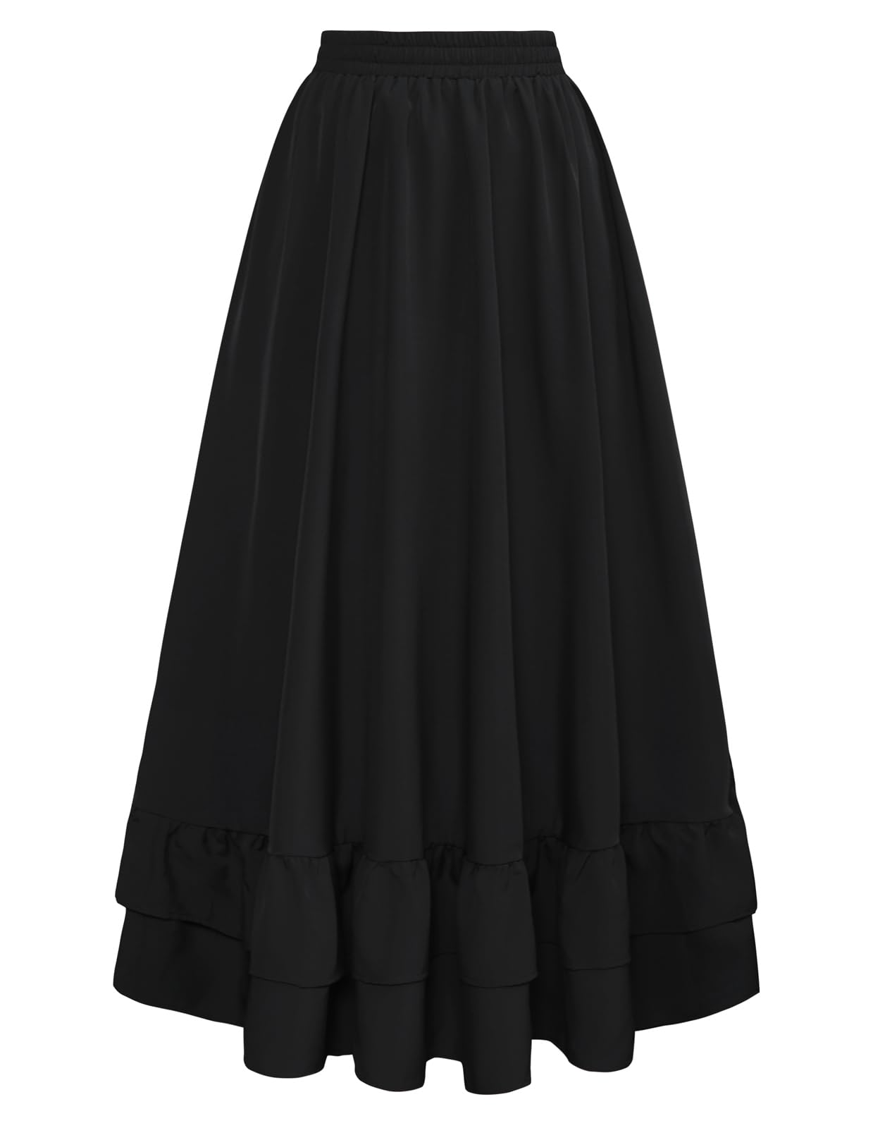 SCARLET DARKNESS Women Medieval Long Skirt Elastic Wasit A-Line Maxi Skirt Gothic Seatmpunk Costume Skirts Plus Size Black XXL