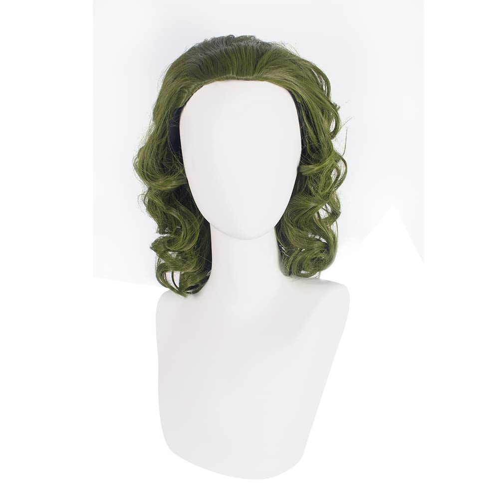 PORSMEER Men's Clown Joker Wig Curly Short Green Cosplay Wig Halloween Costume Party Wigs