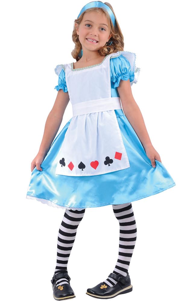 Wicked Costumes Girls Storybook Alice Fancy Dress Costume – Classic Blue Dress & White Pinafore Outfit for World Book Day, Book Week, Parties & School Events – Medium (5–7 Years)