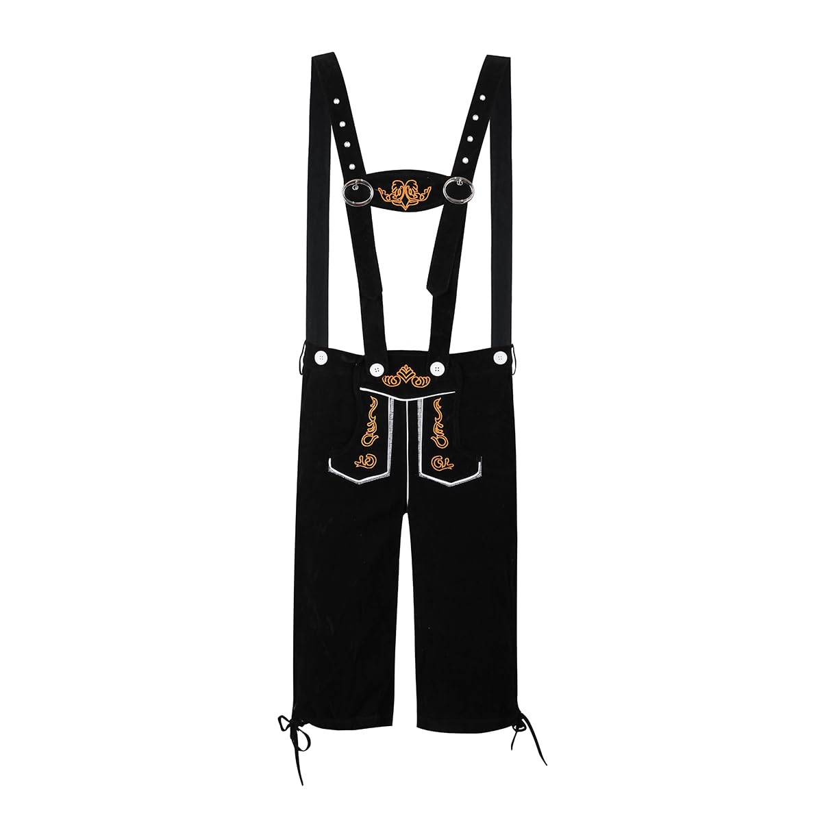 YUDATPG Men’s Lederhosen Shorts Adult Bavarian Oktoberfest Costume German Beer Festival Halloween Party Cosplay Suit Dresses up (UK, Alpha, L, Regular, Regular, Black)
