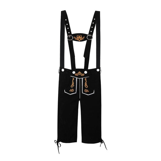 YUDATPG Men’s Lederhosen Shorts Adult Bavarian Oktoberfest Costume German Beer Festival Halloween Party Cosplay Suit Dresses up (UK, Alpha, L, Regular, Regular, Black)