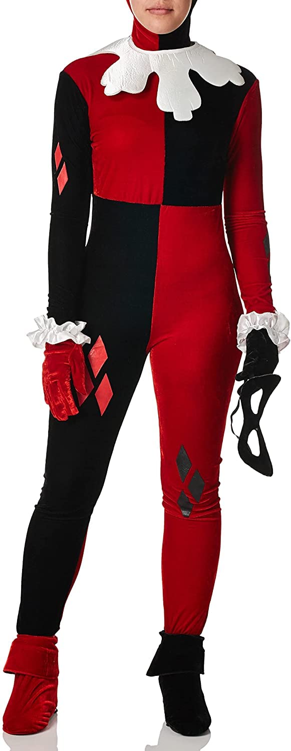 Rubies Official Ladies Super Villain Harley Quinn Jumpsuit, Adult Costume - Medium Halloween