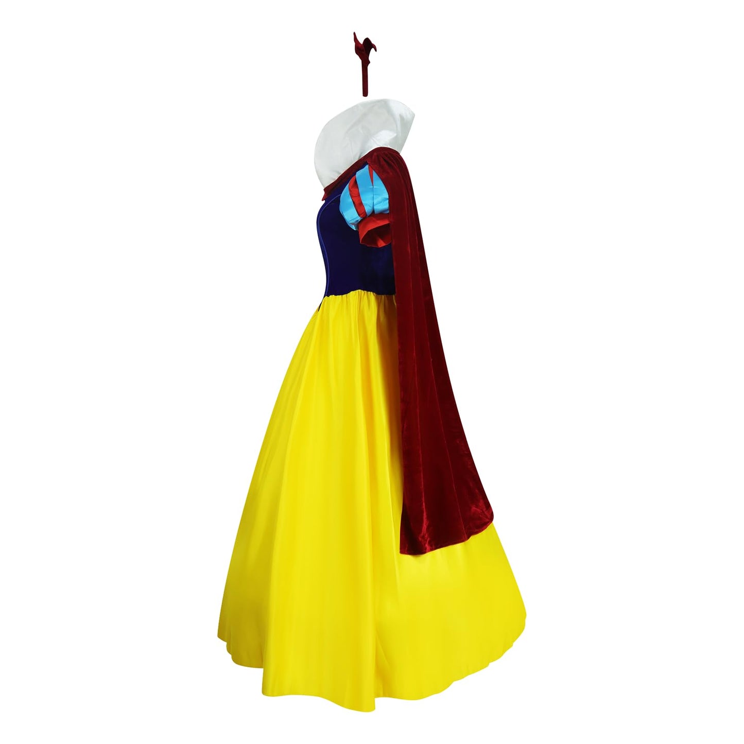 AYYOHON Snow Princess White Costume Women Puff Sleeves Fairytale Dress with Cape Halloween Role Cosplay Outfits for Adult S