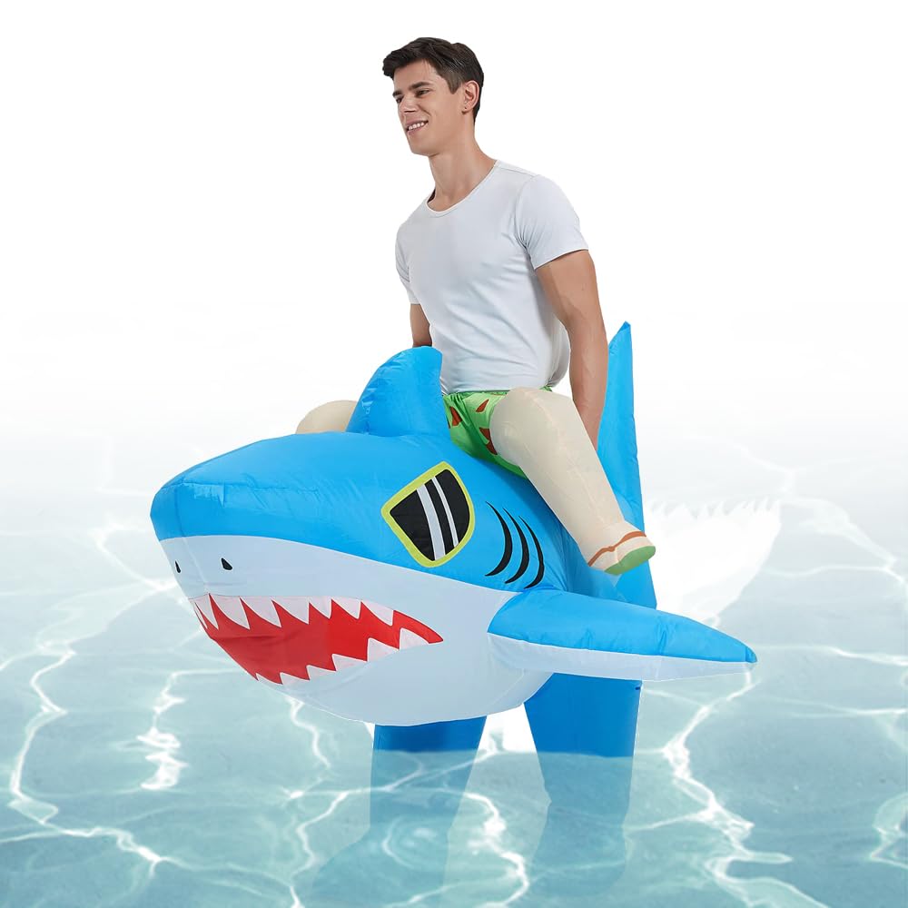 RHYTHMARTS Inflatable Shark Costume Ride on Shark Inflatable Costumes Fancy Dress Halloween Costumes Adult Costume