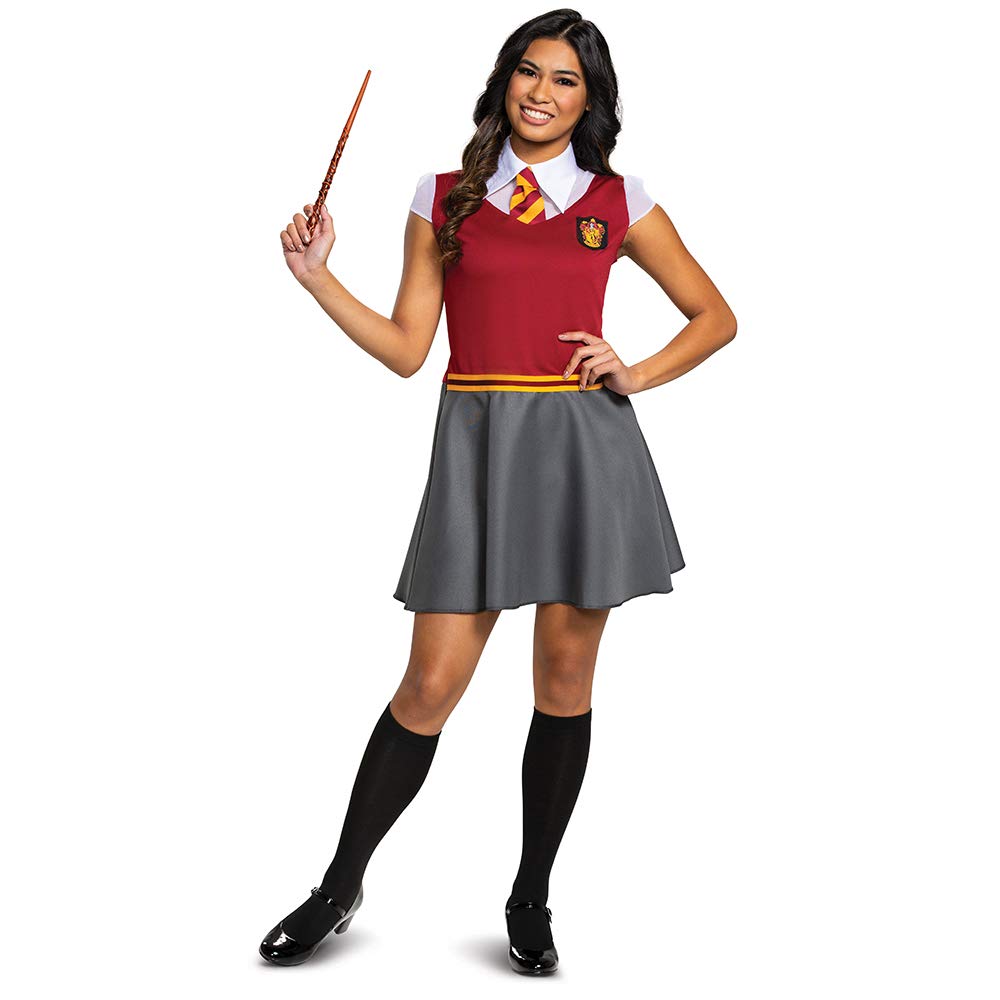 DISGUISE 108069E Harry Potter Dress, Official Wizarding World Adult Halloween Costume Top and Skirt Gryffindor Sized, Red & Gray, L