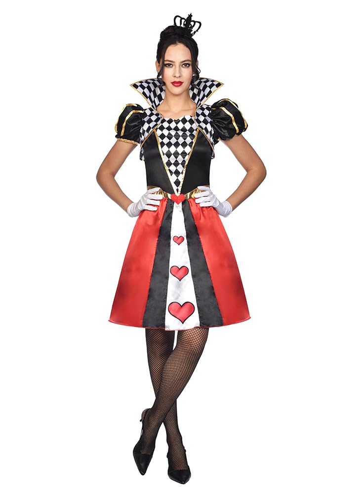 amscan Adult Ladies Queen Of Hearts Short Dress Costume (UK Dress 10-12)