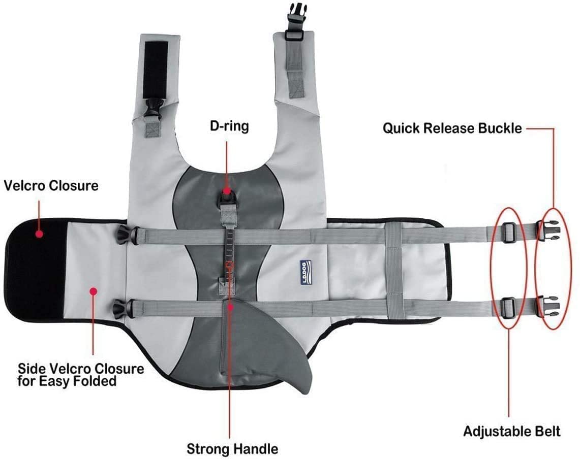 Dog LifeJackets Shark Dog Lifejacket Buoyancy Aid Dog Saver Life
