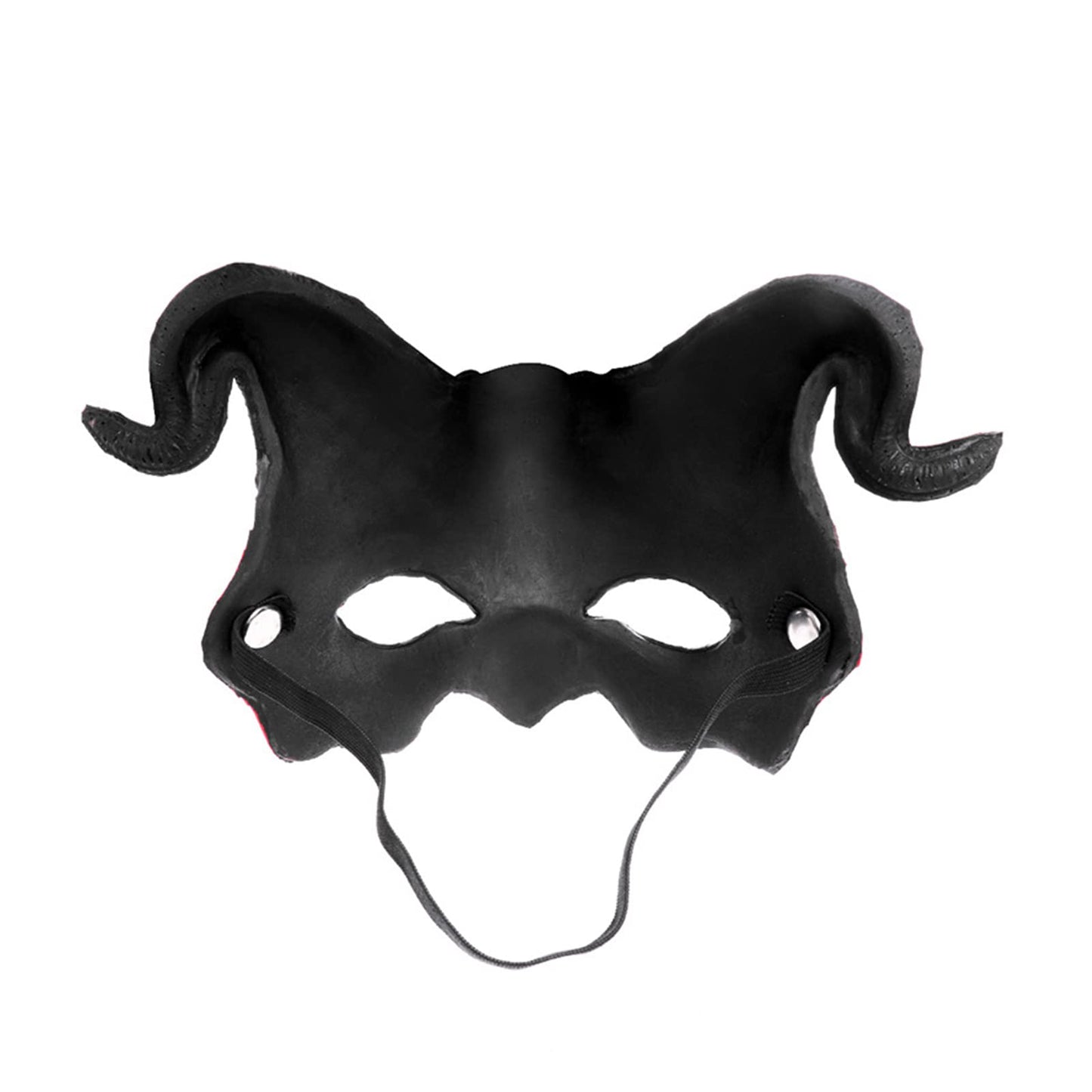 Faxianther Scary Red Devil Mask with Ram Horns, Men Women Horror Demon Evil Cosplay Halloween Mardi Gras Animal Goat Buffalo Costume Half Face Mask Party Spook House Decoration Prop Supplies