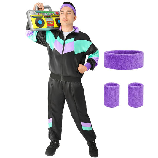 80s height of fashion shell suit costume for men