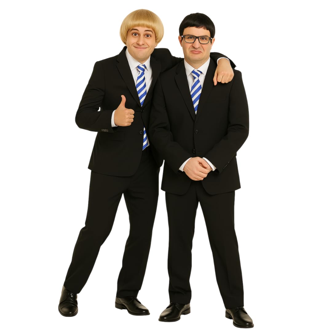 Adults Will Costume - Geek Glasses - Black Suit & Striped Tie Set (image 3)
