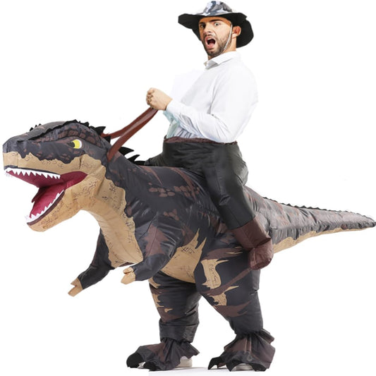Rafalacy Inflatable Dinosaur Costumes Adult Size T-REX Ride on Halloween Costume Funny Dino Blow up Costume (Black)