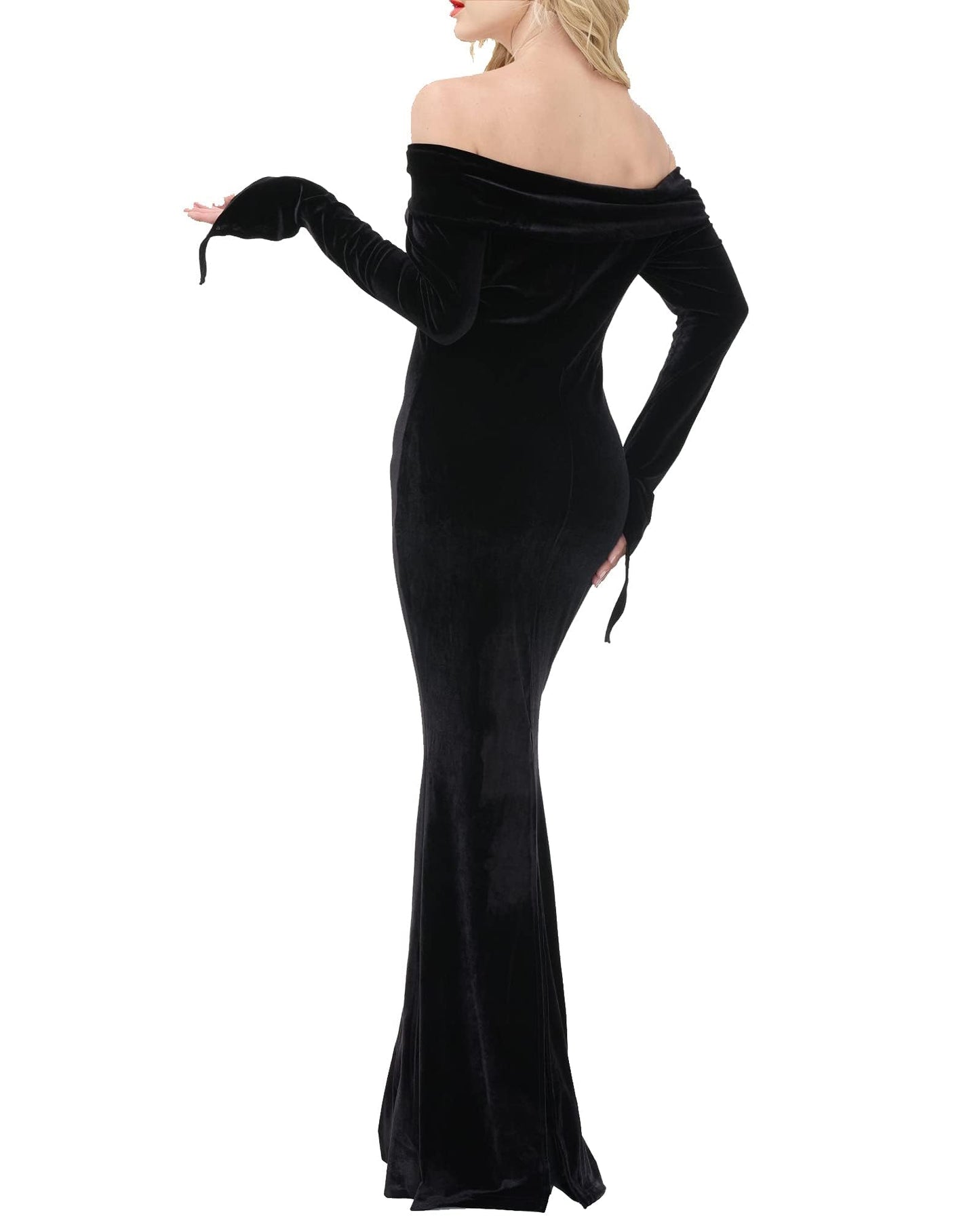 LVCBL Fashion Halloween Carnival Dress Wednesday Addams Costume Women Stretchy Long Cocktail Mermaid Prom L Black