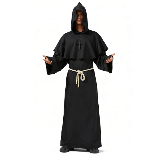 Monk costume set with robes and hood for adults
