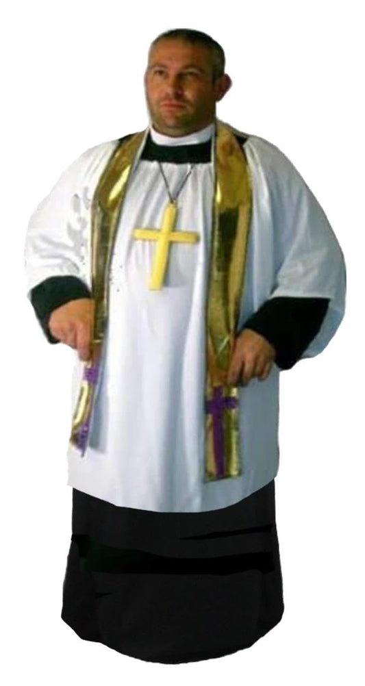 Parish priest costume worn with clerical collar and robe