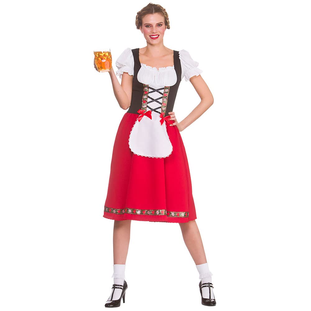 Wicked Costumes Womens Bavarian Beer Girl Costume – Oktoberfest Dirndl Fancy Dress German Festival Outfit - Medium (UK 14-16)