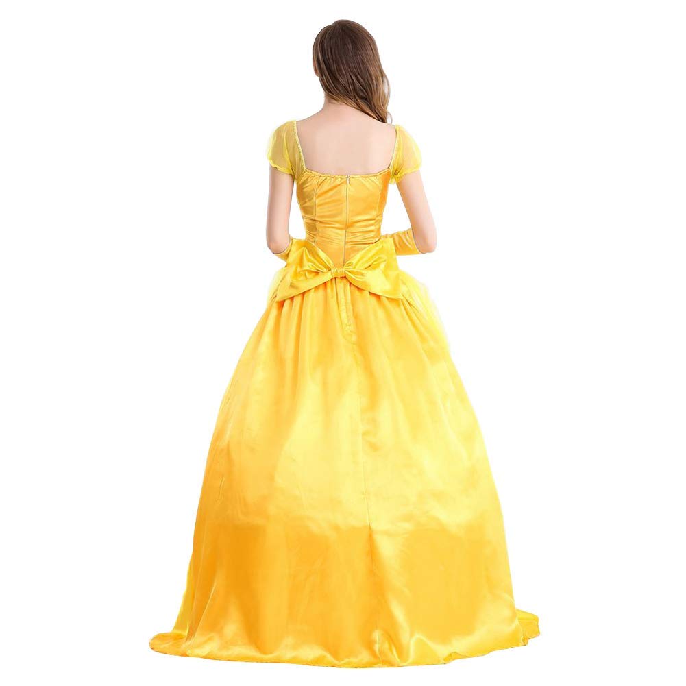 Women Belle Dress with Gloves Adult Princess Fancy Dress Up Outfits (image 6)