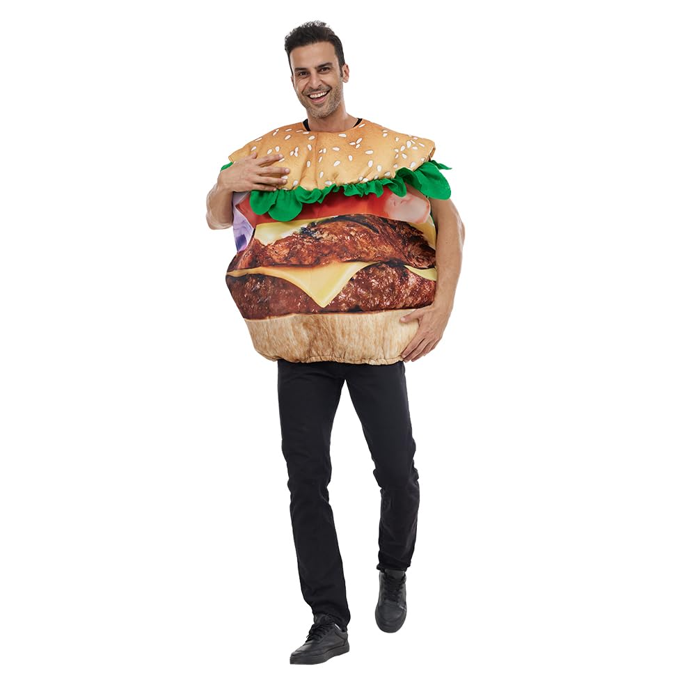 EraSpooky Adult's Hamburger French Fries Costume Halloween Couple Match Food Outfit