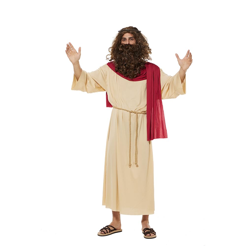EraSpooky Adult Jesus Costume Men's Biblical Religious Saint Robe Halloween Party Role Play…