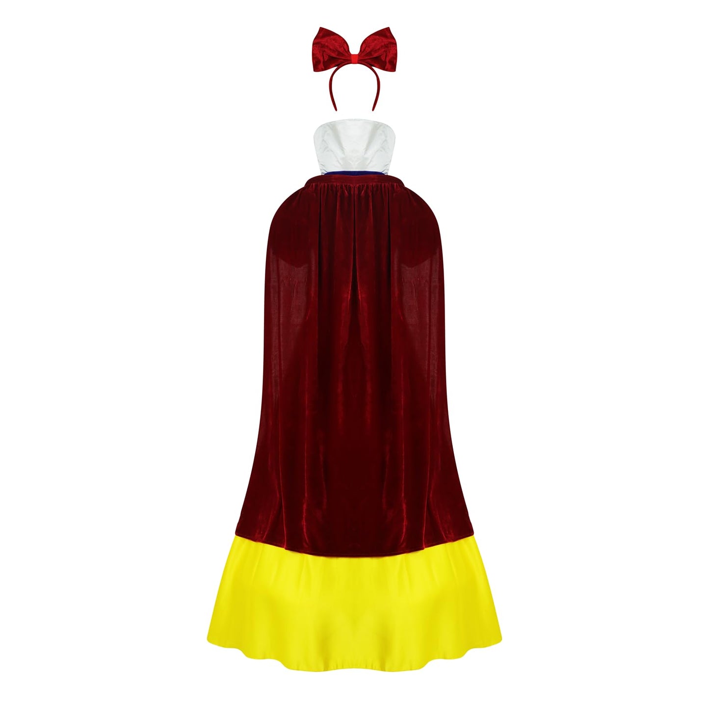 AYYOHON Snow Princess White Costume Women Puff Sleeves Fairytale Dress with Cape Halloween Role Cosplay Outfits for Adult S