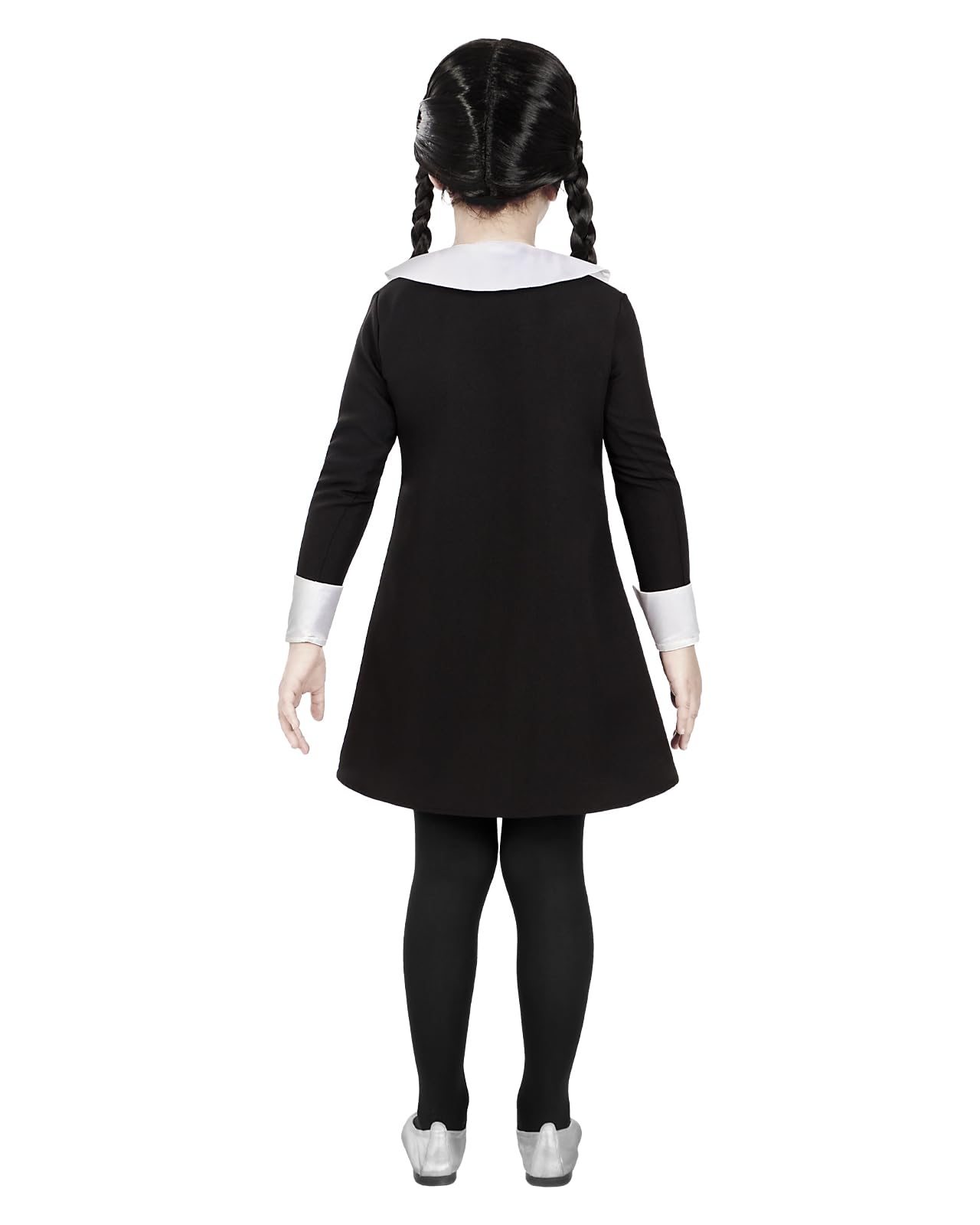 Funidelia Official Wednesday Addams Costume with Wig - The Addams Family for Girls, Includes Dress and Wig - Outfit for Kids for Parties, Carnival and Halloween - Size 3-4 years