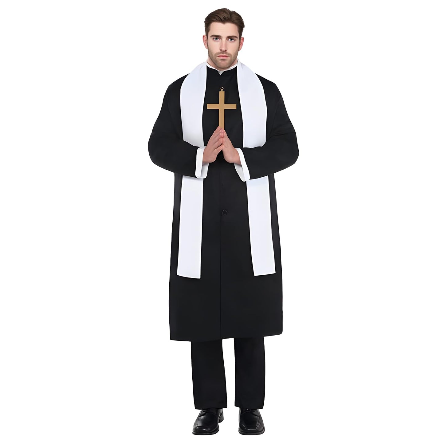 Priest Costume Men Adult Priest Robe Vicar Costume Halloween