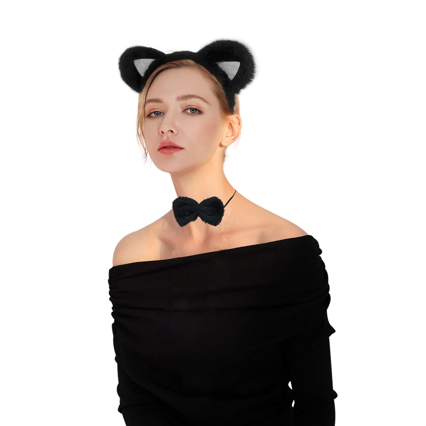 Cat Costume Set Included Cat Ears Headband Bowtie Tail Cat Paw (image 7)