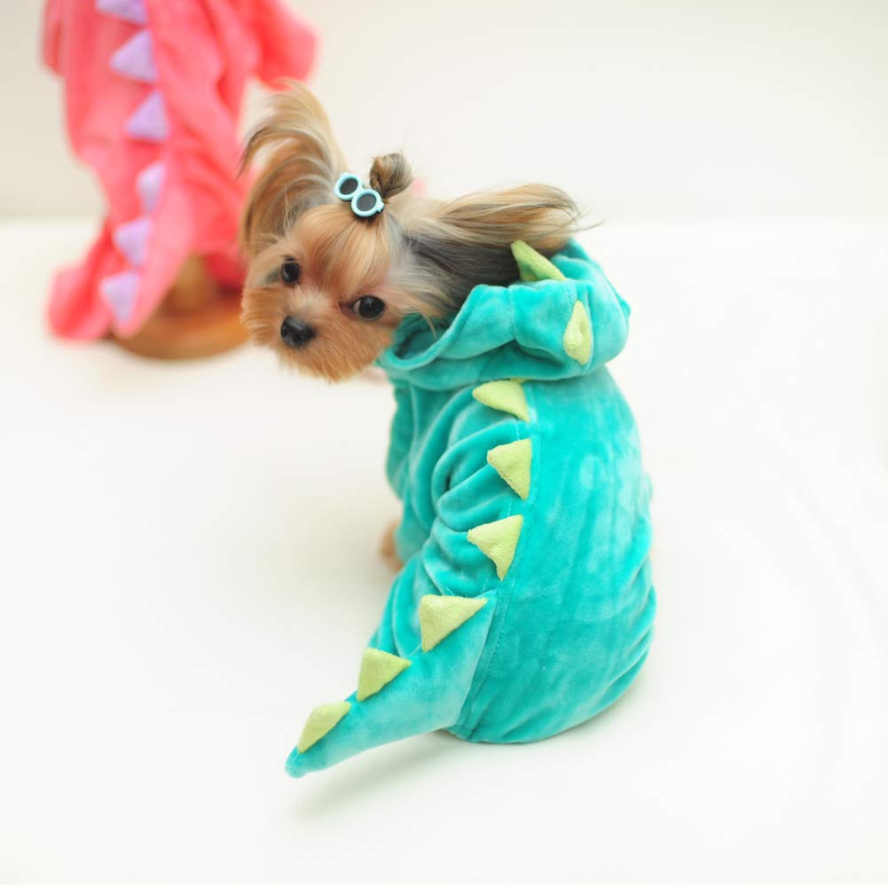Dinosaur Dog Halloween Costume Pet Dino Hoodie for & Dogs(Green