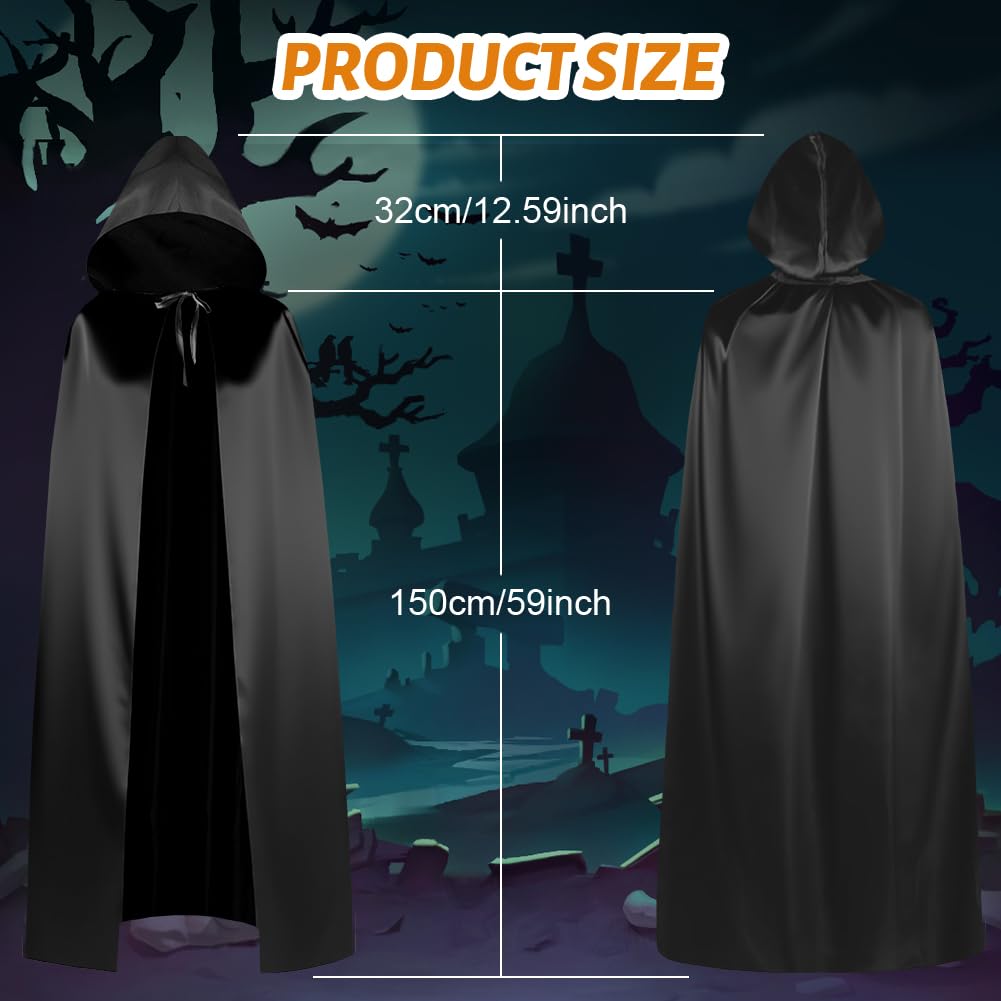 AUYAO 7 Pcs Wizard Costume Wizard Outfit, Wizard Robe Wizard Fancy Dress Up Costume with Magic Wand Black Cape Scarf Glasses Tattoo Sticker Tie Hat Cosplay Outfit for World Book Day Halloween Girl Boy