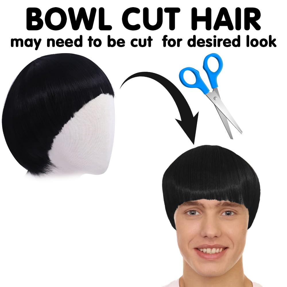Ibiza Final Boss Costume Funny Costumes For Men with Handsome Black Bowl Cut Wig Hair Nets Goatee Mustache Sunglasses Gold Chain Ring & Tattoo Sleeves, 90s Meme Cosplay Ibiza Outfit for Carnival Party