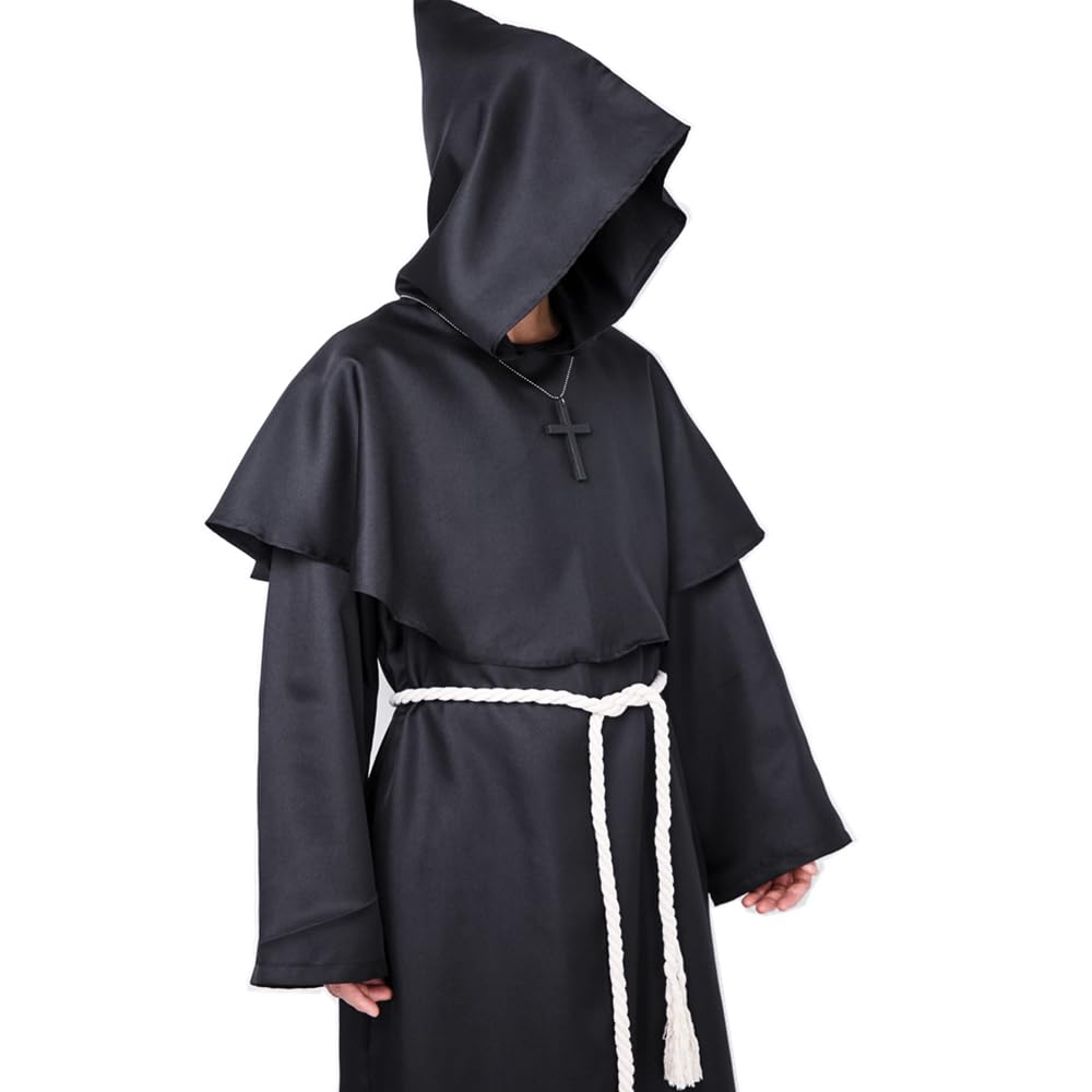 Monk Costume Medieval Friar Hooded Monk Renaissance Priest Robe