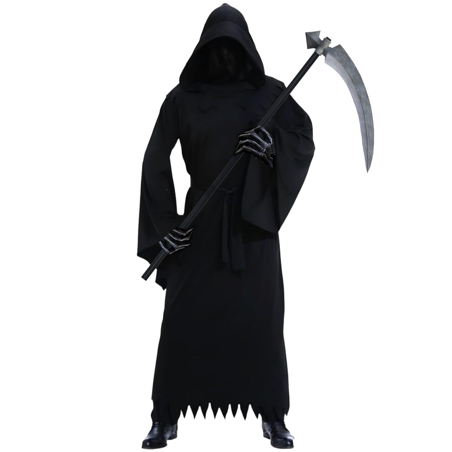 PULASIDO Halloween Costumes, Grim Reaper Costume Set for Girls Boys Adults, Spooky Halloween Costume Set for Adults Scary Ghost Cosplay Masquerade Tunic Outfit with Scary Snake