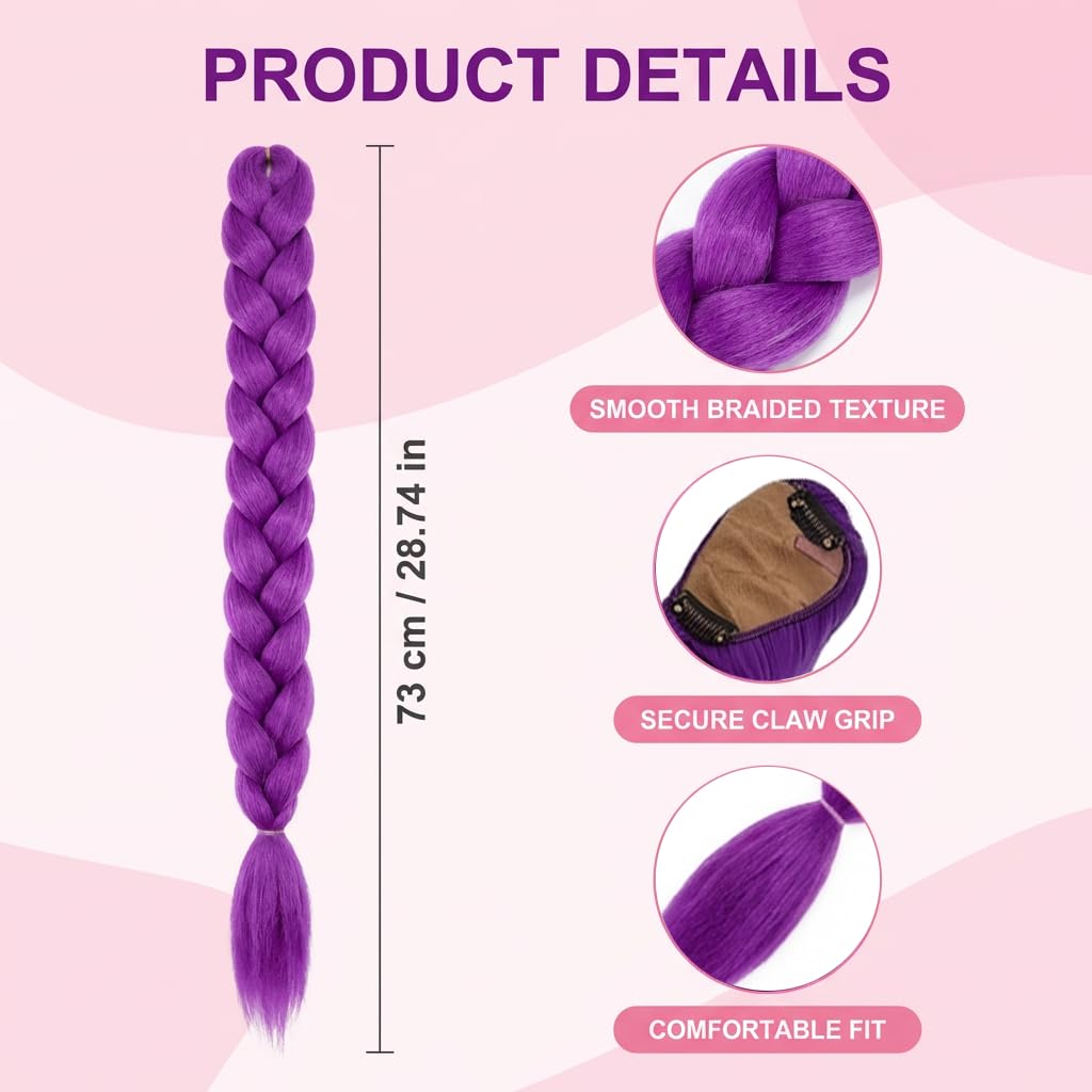 Rumi Wig Kpop Hair Wig with Purple Hair Extensions - Purple Hair