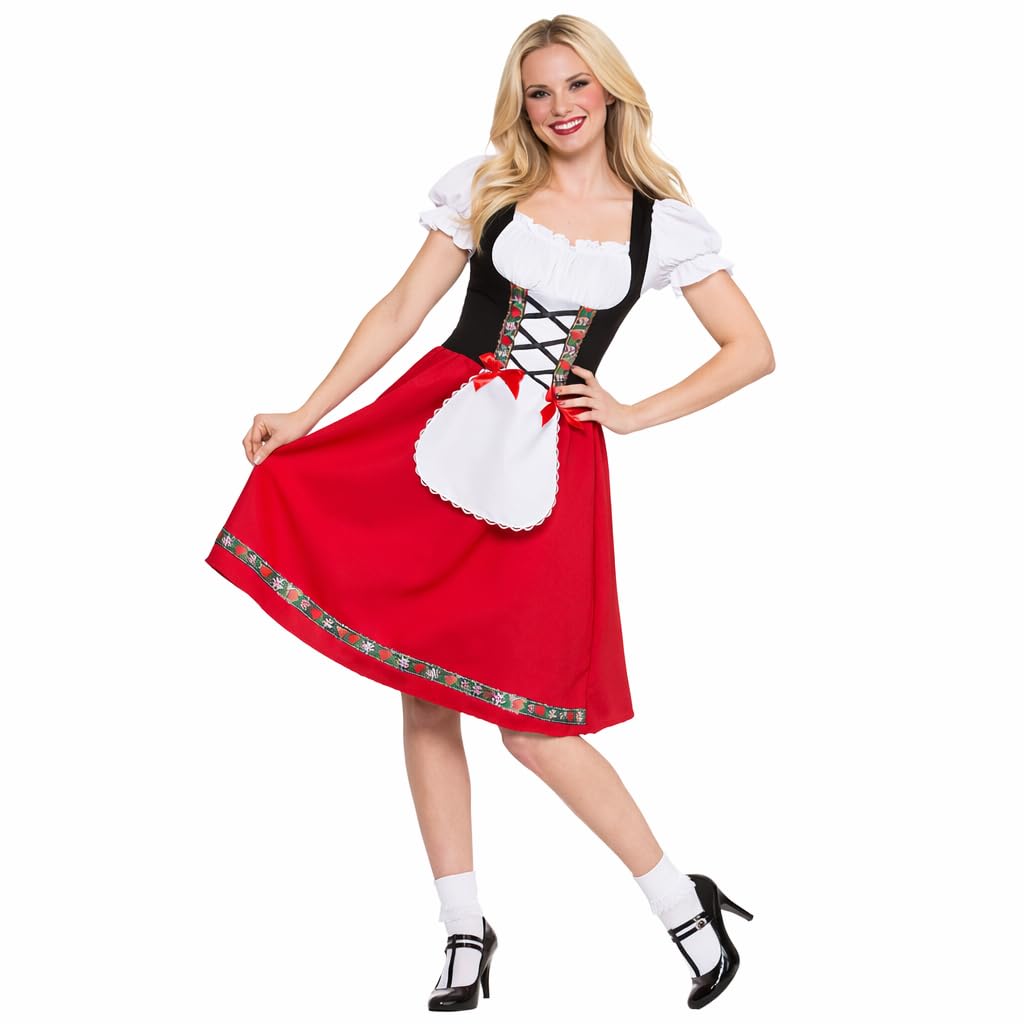 Wicked Costumes Womens Bavarian Beer Girl Costume – Oktoberfest Dirndl Fancy Dress German Festival Outfit - Medium (UK 14-16)
