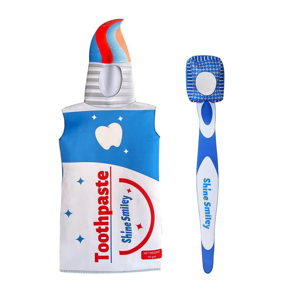EraSpooky Toothbrush and Toothpaste Costume Couple Halloween Fancy Dress Adult Unisex 2pcs Set