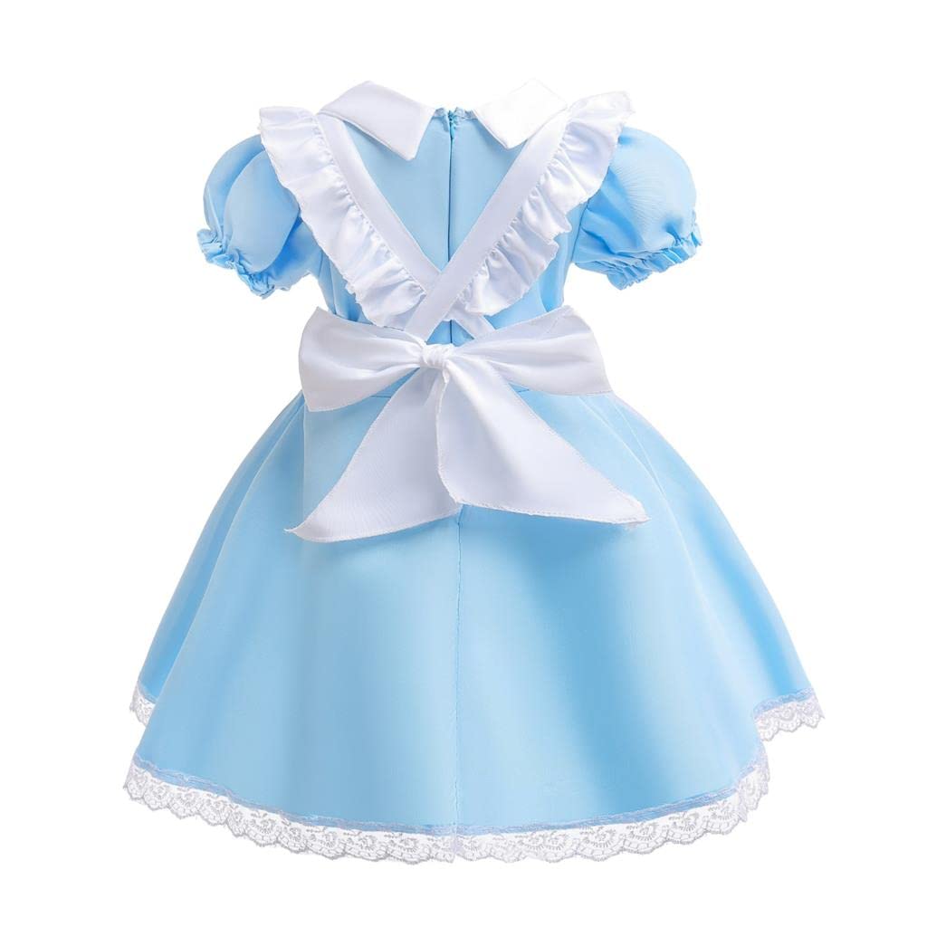 Lito Angels Wonderland Fancy Dress Up Costume Set with White Apron and Headband for World Book Day Kids Girls Age 10-12 Years, Blue (Tag Number 150)