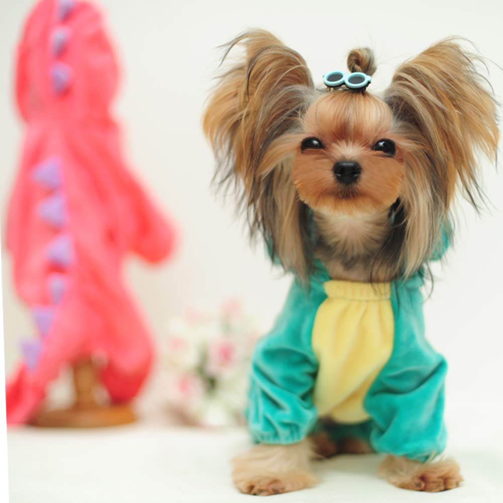 Dinosaur Dog Halloween Costume Pet Dino Hoodie for & Dogs(Green