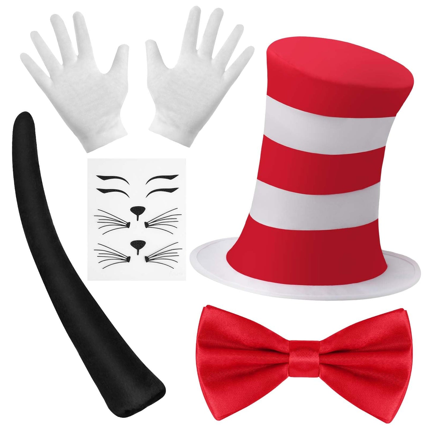 Adults Halloween Crazy Cat Fancy Dress Costume - Set with Striped