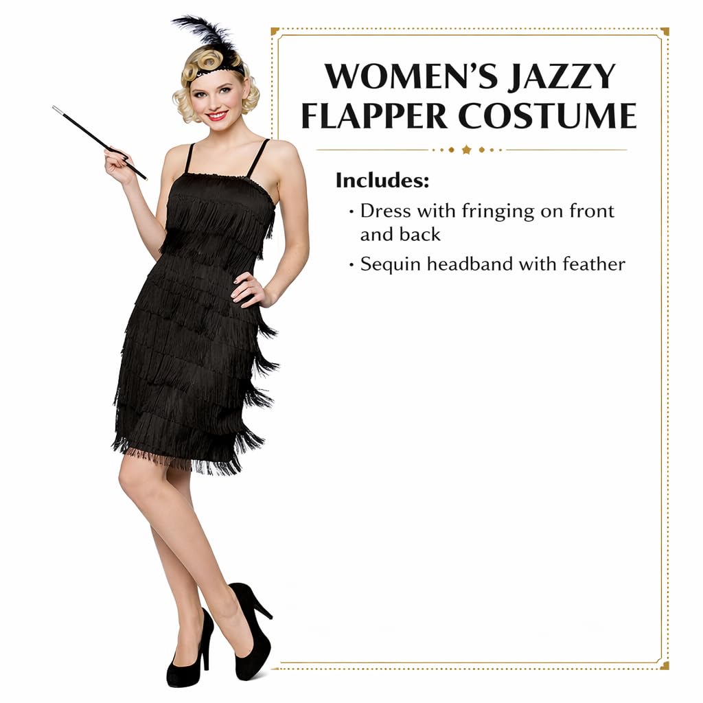 Wicked Costumes Adult Womens Jazzy Flapper Fancy Dress Costume – 1920s Charleston Gatsby Style Dress Retro Roaring Twenties Party Outfit - Medium (UK 14-16)