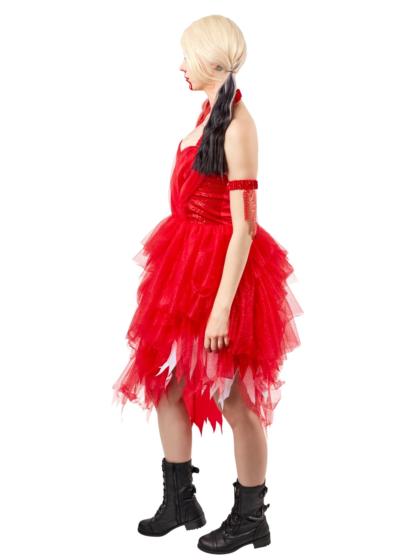Rubies Official Harley Quinn Ladies Red Dress Halloween Suicide Squad 2 Women's Villain Costume - Size Medium Halloween