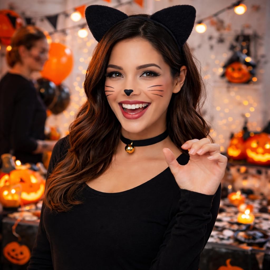 Black Fancy Dress Cat Ears for Adults or Kids Fur Ears Wolrd Book (image 5)