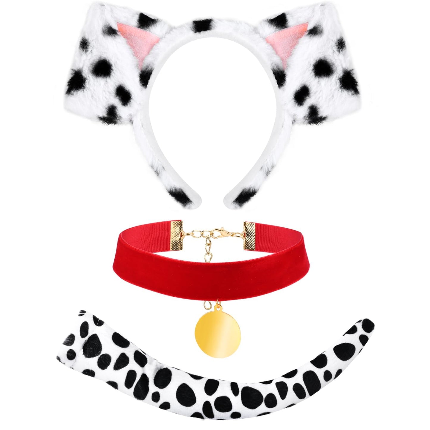 Halloween Dalmatian Costume Set Include Dog Ear Headband Velvet