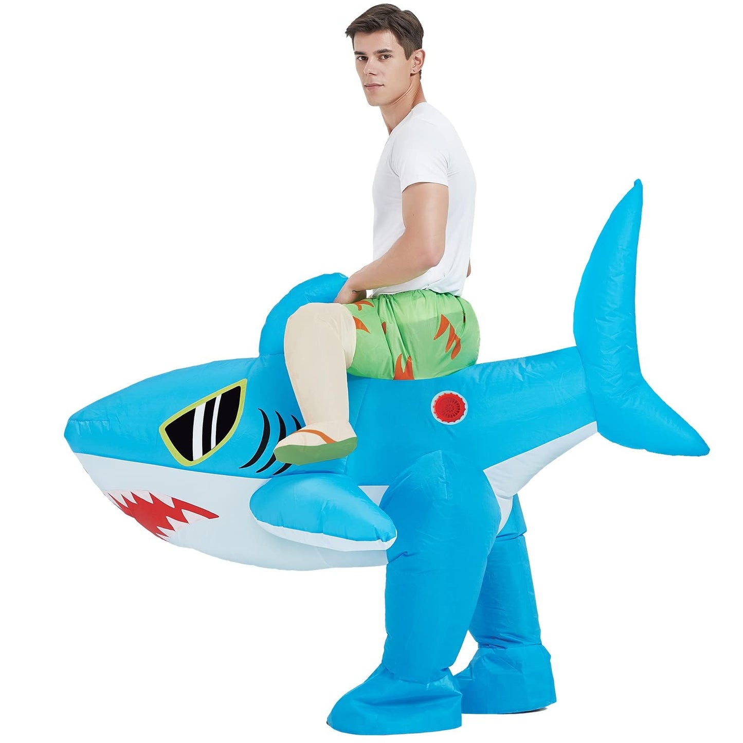 RHYTHMARTS Inflatable Shark Costume Ride on Shark Inflatable Costumes Fancy Dress Halloween Costumes Adult Costume