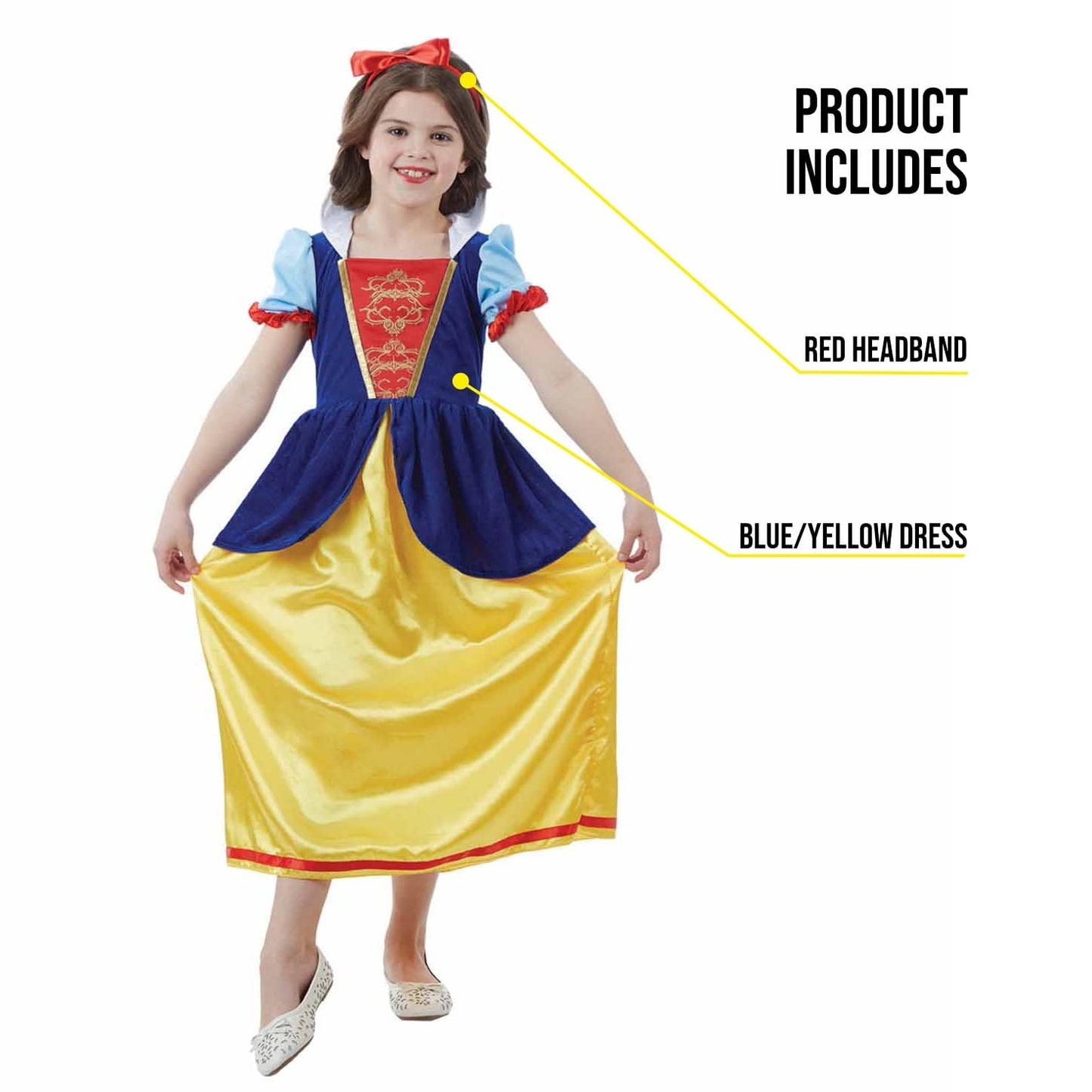 Fun Shack World Book Day Costumes for Girls, Snow Princess Dress, Fairytale Costume for Girls, Girls Princess Costume, Medium