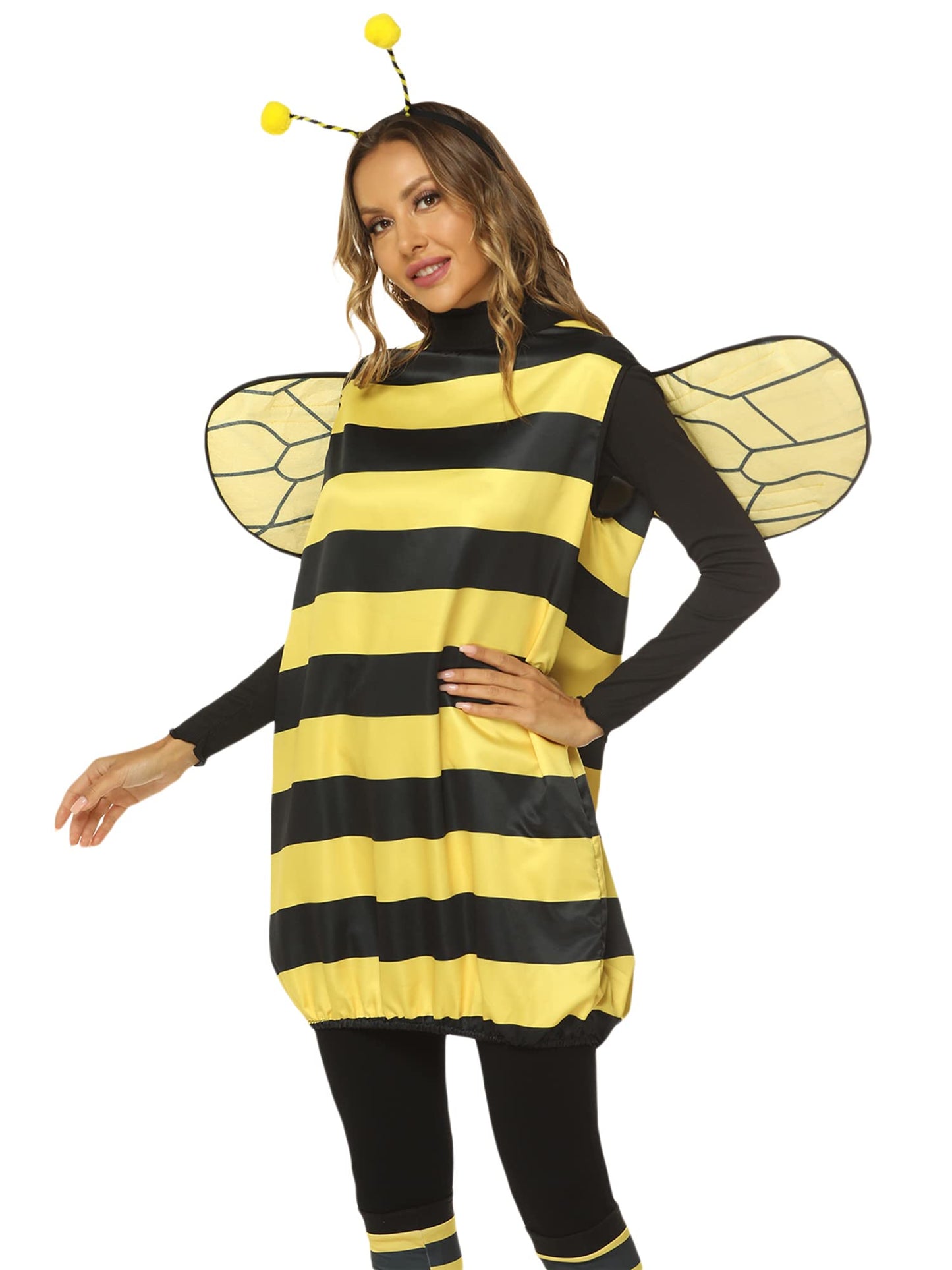 Women Kid Halloween Costume Cosplay Set Bee Dress with Wings