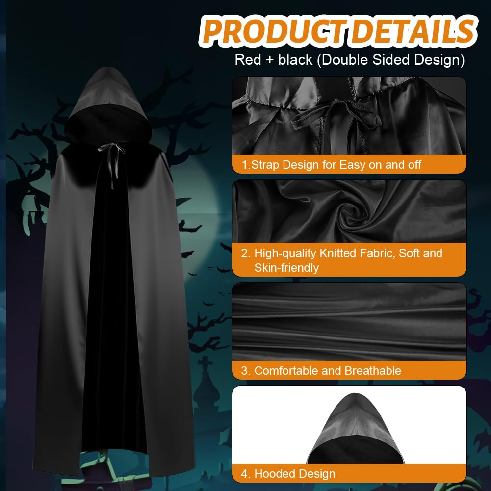 AUYAO 7 Pcs Wizard Costume Wizard Outfit, Wizard Robe Wizard Fancy Dress Up Costume with Magic Wand Black Cape Scarf Glasses Tattoo Sticker Tie Hat Cosplay Outfit for World Book Day Halloween Girl Boy