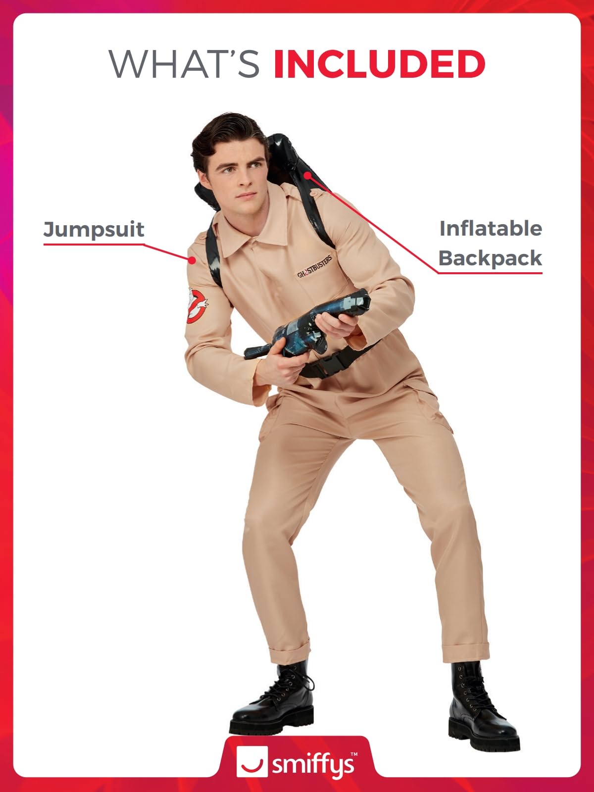 Ghostbusters Men's Costume for Adults - Jumpsuit and Inflatable