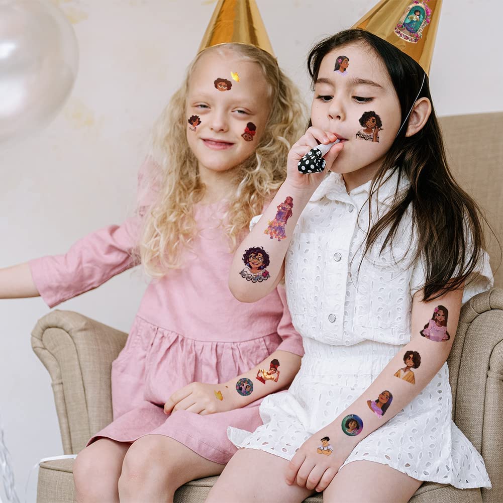 4 Sheets Encanto Temporary Tattoos for Fans Encanto Party Supplies Party Favors Encànto Birthday Decorations for Encànto Themed Party Fake Tattoos Stickers Encànto Birthday Gifts Decor
